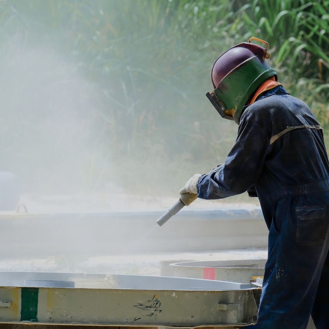 O jateamento pressurizado é uma técnica de limpeza de peças industriais que utiliza um jato de materiais abrasivos sob alta pressão.